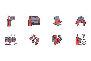 Wine icon set..Editable stroke.linear style sign for use web design,logo.Symbol illustration. vector