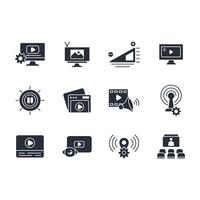 media icon set..Editable stroke.linear style sign for use web design,logo.Symbol illustration. vector