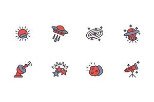 Astronomy icon set..Editable stroke.linear style sign for use web design,logo.Symbol illustration. vector
