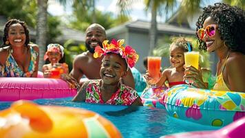A family enjoying a day at the pool video