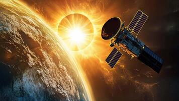 An artist's impression of a satellite in space video