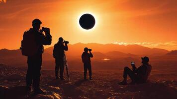 People taking pictures of the eclipse in the desert video