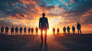 Silhouette of a man standing in front of a group of people video