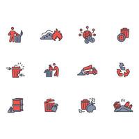 Waste icon set..Editable stroke.linear style sign for use web design,logo.Symbol illustration. vector