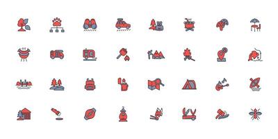 Camping icon set..Editable stroke.linear style sign for use web design,logo.Symbol illustration. vector