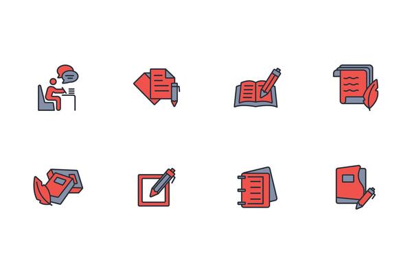 writing icon set..Editable stroke.linear style sign for use web design,logo.Symbol illustration.