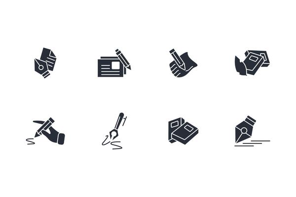 writing icon set..Editable stroke.linear style sign for use web design,logo.Symbol illustration.
