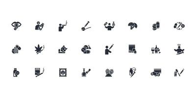 drugs icon set..Editable stroke.linear style sign for use web design,logo.Symbol illustration. vector