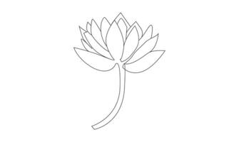 Water lily continuous single line drawing on white background minimalist art vector