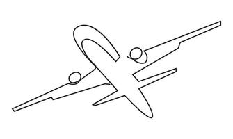Single line drawing of flying up airplane concept of world travel vector
