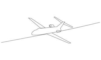 Continuous single line drawing of flying up airplane concept of world travel vector