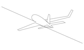 Continuous one line drawing of flying up airplane concept of world travel vector