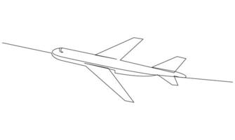 One Continuous line drawing of flying up airplane vector