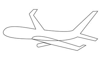 One Continuous line drawing airplane concept of world travel vector