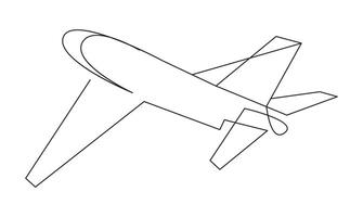 One line drawing of flying up airplane concept of world travel vector