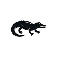 A Crocodile icon and silhouette and white background vector