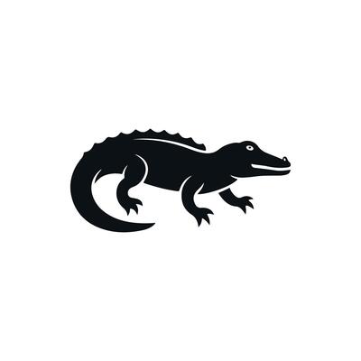 A Crocodile icon and silhouette and white background