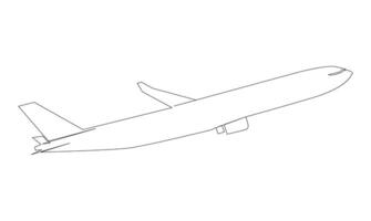 One Continuous line drawing of airplane concept of world travel vector