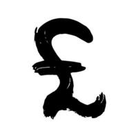 Hand drawn british pound currency symbol. Brush stroke doodle. Single element for design vector