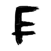 Hand drawn swiss franc currency symbol. Brush stroke doodle. Single element for design vector