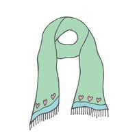 Knitted scarf doodle Hand drawn winter accessories Single design element for card, print, design, decor vector