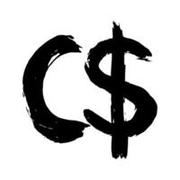 Hand drawn canadian dollar currency symbol. Brush stroke doodle. Single element for design vector