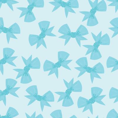 Seamless pattern of blue bows. Gift ribbons on checkered background. Coquette core cute trendy design. Design for wrapping paper, packaging, fabric, textile, home decor, gifts