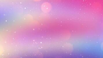 A colorful background with stars and a rainbow video