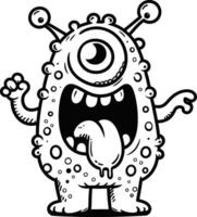 Cartoon monster with tongue out and eyes open vector