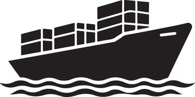 High Resolution Cargo Ship Silhouette for Prints vector