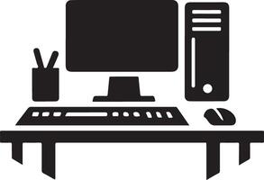 Modern Computer Silhouette for Digital Use vector