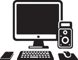 Stylish Computer Silhouette Symbol for Graphics vector