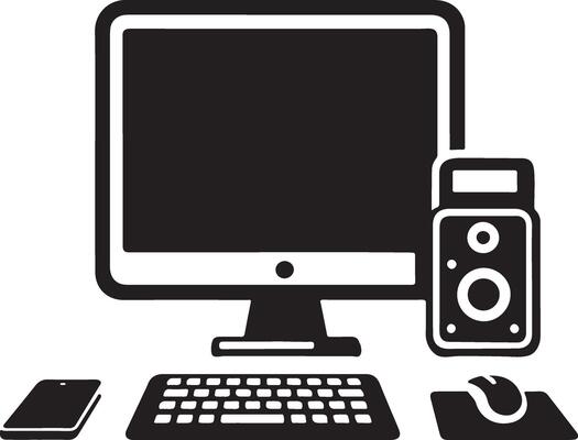 Stylish Computer Silhouette Symbol for Graphics