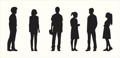 Minimalist People Silhouettes in Simple Poses vector