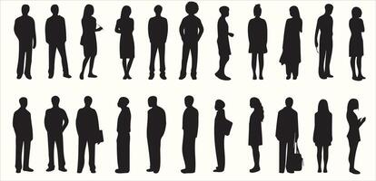 sencillo siluetas de personas en varios poses vector