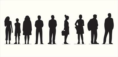 Collection of Simple Silhouettes of People Posing vector