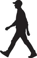 Silhouette of a man walking in a cap vector