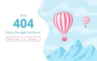 Website interface template for 404 error message vector