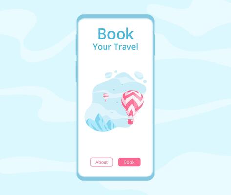 Online travel booking mobile app concept