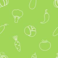 Seamless silhouette vegetable background flat illustration. Fresh food background in green and white colors with line vegetable seamless element for healthy diet decor or vegan fabric print. vector