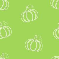 Pumpkin contour vegetable seamless pattern flat illustration. Natural food pattern design with pumpkin silhouette vegetable seamless texture in green and white colors for vegan fabric print. vector