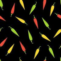 Jalapeno vegetable seamless pattern flat illustration. Natural food pattern design with jalapeno vegetable seamless texture in bright colors for healthy vegetarian menu or organic fabric print vector