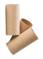 Top view of tissue paper cores or toilet paper tube in stack isolated on white background with clipping path photo