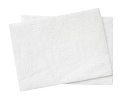 Top view of two folded white tissue paper in stack isolated on white background with clipping path photo