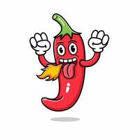 cartoon red chili, strong with spicy. vector