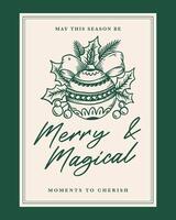 Classic Holiday Card Design Featuring Vintage Christmas Icons for Festive Greetings vector