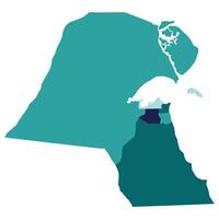 Kuwait map. Map of Kuwait in administrative provinces in multicolor vector