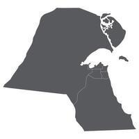 Kuwait map. Map of Kuwait in administrative provinces in grey color vector