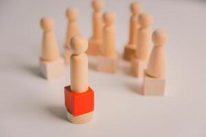 Successful manager demonstrates strong leadership by guiding group in right direction, inspiring them to follow innovative ideas and stay ahead of competition. influence, supervision, attitude. photo