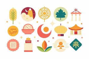 A group of Chinese symbols displayed against a white backdrop vector